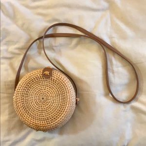 Rattan Straw Circle Crossbody Bag